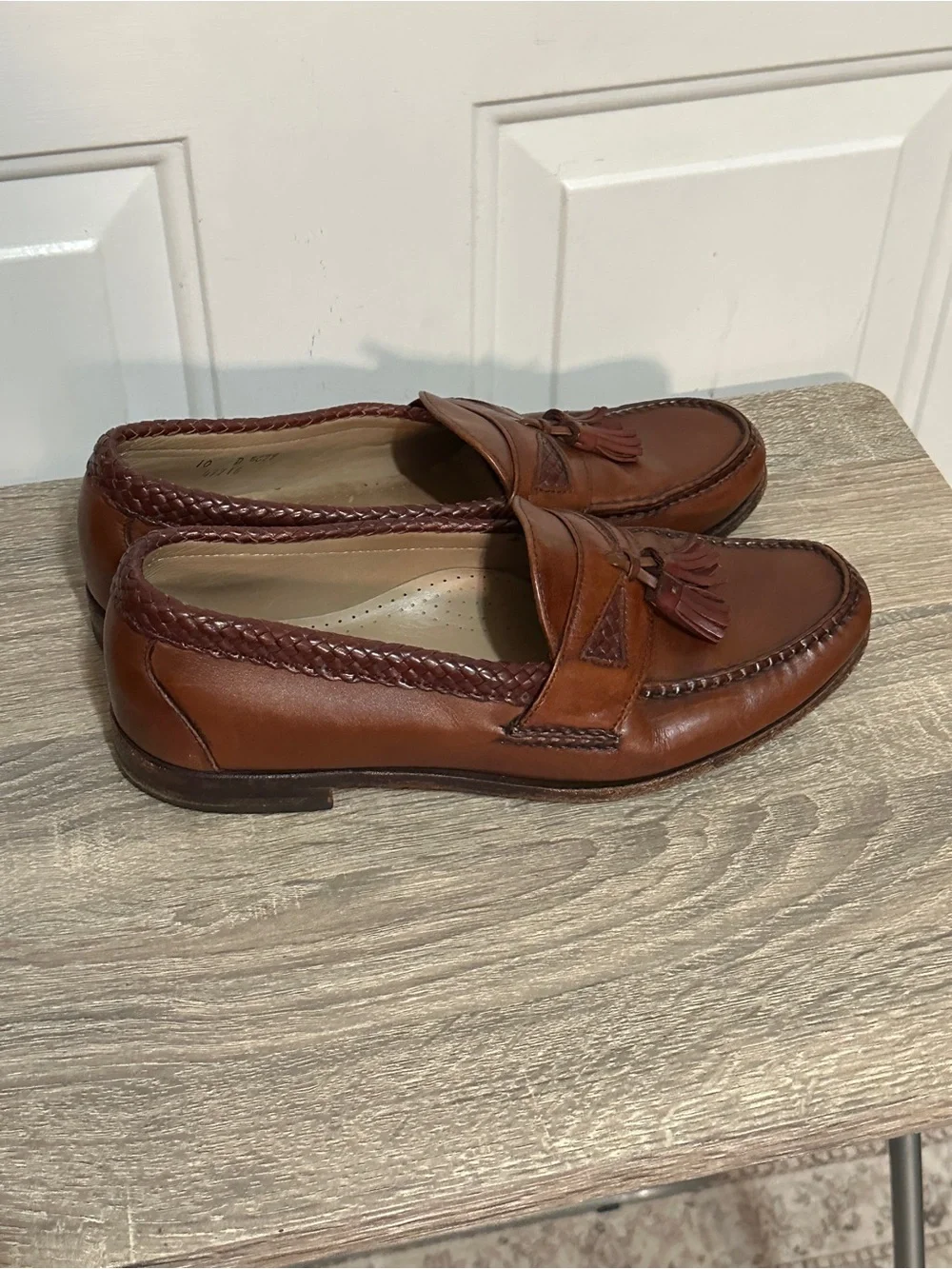 Allen Edmonds Maxfield Brown British Tan Leather Tassel Loafers Men's US 10 D